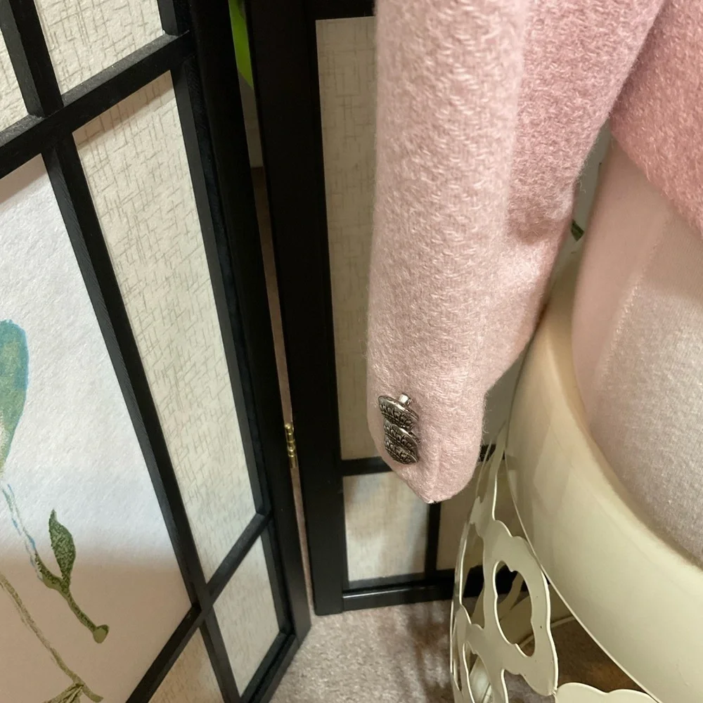 Evan Picone Pale Pink Collarless Wool Blend Blazer - Picture 6 of 11